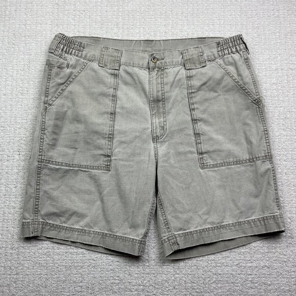VTG Hook Tackle Shorts Size 38 Grey/off-White High Rise Cargo Fishing Outdoors - Picture 1 of 13